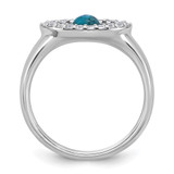 Sterling Silver Rhodium-plated Polished CZ and Compressed Turquoise Cabochon Evil Eye Size 7 Ring