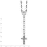 Sterling Silver Rhodium-plated Polished CZ and Diamond-cut Circles 25.5 inch Rosary Necklace