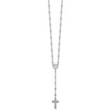 Sterling Silver Rhodium-plated Polished CZ and Diamond-cut Crosses 30.5 inch Rosary Necklace