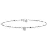 Sterling Silver Rhodium-plated Polished CZ Anklet - QG-FA1C8533-3929