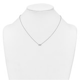 Sterling Silver Rhodium-plated Polished CZ Bar 17.5 Inch Necklace