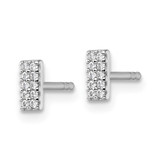 Sterling Silver Rhodium-plated Polished CZ Bar Post Earrings - QG-DA3A0EED-3699