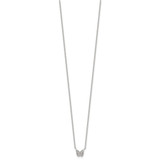 Sterling Silver Rhodium-plated Polished CZ Butterfly 16 Inch Necklace with 2 Inch extension