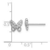 Sterling Silver Rhodium-plated Polished CZ Butterfly Post Earrings