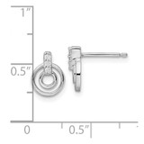 Sterling Silver Rhodium-plated Polished CZ Circles Post Earrings
