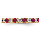 14k 7/8 carat Lab Grown Diamond VS/SI+ G+ and Lab Created Ruby Size 9 Eternity Band
