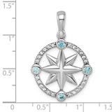 Sterling Silver Rhodium-Plated Polished CZ Compass Pendant - PL-B8DE4034-5407