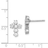 Sterling Silver Rhodium-plated Polished CZ Cross Post Earrings - QE-3D5A599D-4944