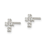 Sterling Silver Rhodium-plated Polished CZ Cross Post Earrings - QE-77729E6C-6450