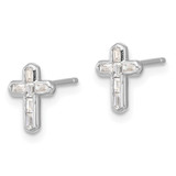 Sterling Silver Rhodium-plated Polished CZ Cross Post Earrings - QE-FFDE9A6E-8184