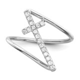 Sterling Silver Rhodium-plated Polished CZ Cross Ring - QR-1D547307-5059