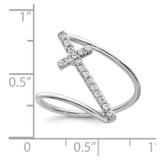 Sterling Silver Rhodium-plated Polished CZ Cross Ring - QR-6944A472-8564