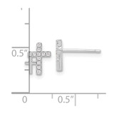 Sterling Silver Rhodium-plated Polished CZ Double Cross Post Earrings