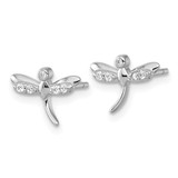 Sterling Silver Rhodium-plated Polished CZ Dragonfly Post Earrings - QE-2AA2EFD7-9705