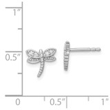 Sterling Silver Rhodium-plated Polished CZ Dragonfly Post Earrings - QE-48C2F908-3936