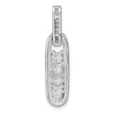 Sterling Silver Rhodium-plated Polished CZ Elongated Oval Pendant