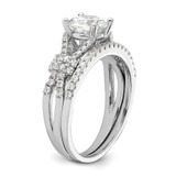 Sterling Silver Rhodium-plated Polished CZ Engagement and Band Set - QR-1B23989E-7350