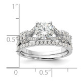 Sterling Silver Rhodium-plated Polished CZ Engagement and Band Set - QR-BDA96B5D-3542