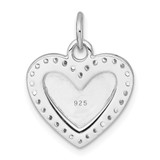 Sterling Silver Rhodium-plated Polished CZ Engraveable Heart Pendant