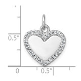 Sterling Silver Rhodium-plated Polished CZ Engraveable Heart Pendant