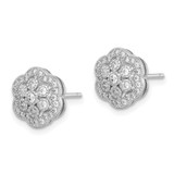 Sterling Silver Rhodium-plated Polished CZ Flower Post Earrings - QE-56973AA1-9331