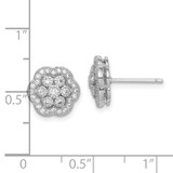 Sterling Silver Rhodium-plated Polished CZ Flower Post Earrings - QE-56973AA1-9331