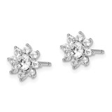 Sterling Silver Rhodium-plated Polished CZ Flower Post Earrings - QE-C9D65C55-4636