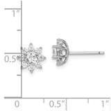 Sterling Silver Rhodium-plated Polished CZ Flower Post Earrings - QE-C9D65C55-4636