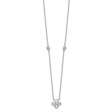 Sterling Silver Rhodium-plated Polished CZ Flower with 2in ext. Necklace
