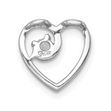 Sterling Silver Rhodium-plated Polished CZ Heart Chain Slide Pendant