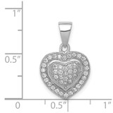 Sterling Silver Rhodium-plated Polished CZ Heart Pendant - QP-BD822D74-5577