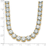 14k 74 carat Lab Grown Diamond VS+ F+ Complete Round 20 inch Straight Tennis Necklace