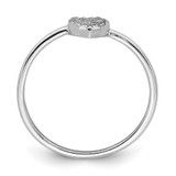 Sterling Silver Rhodium-plated Polished CZ Heart Ring - QR-B0B81C86-6886