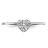 Sterling Silver Rhodium-plated Polished CZ Heart Ring - QR-B0B81C86-6886