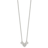 Sterling Silver Rhodium-plated Polished CZ Heart w/Wings 16 inch Necklace
