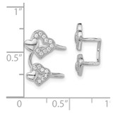 Sterling Silver Rhodium-plated Polished CZ Hearts Left Cuff Earring