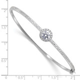 Sterling Silver Rhodium-plated Polished CZ Hinged Bangle Bracelet - QB-2B738F70-9994