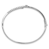Sterling Silver Rhodium-plated Polished CZ Hinged Bangle Bracelet - QB-555B4648-6240