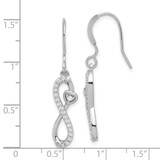 Sterling Silver Rhodium-plated Polished CZ Infinity Heart Dangle Earrings