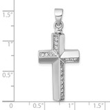 Sterling Silver Rhodium-plated Polished CZ Latin Cross Ash Holder Pendant
