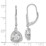 Sterling Silver Rhodium-plated Polished CZ Leverback Earrings - QE-9FFEF83C-2538