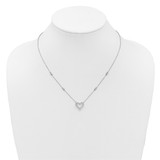 Sterling Silver Rhodium-plated Polished CZ Open Heart 18 Inch Necklace