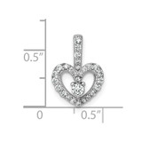Sterling Silver Rhodium-plated Polished CZ Open Heart Pendant