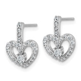 Sterling Silver Rhodium-plated Polished CZ Open Heart Post Earrings