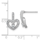 Sterling Silver Rhodium-plated Polished CZ Open Heart Post Earrings