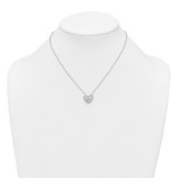 Sterling Silver Rhodium-plated Polished CZ Open Hearts 16 Inch with 2 Inch Extension Necklace