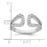 Sterling Silver Rhodium-plated Polished CZ Open Top Size 6 Ring