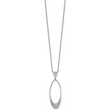 Sterling Silver Rhodium-plated Polished CZ Oval 17.75 Inch Necklace