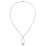 Sterling Silver Rhodium-plated Polished CZ Oval 17.75 Inch Necklace