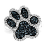 Sterling Silver Rhodium-plated Polished CZ Paw Print Ring - QR-DB5DC9CD-4663